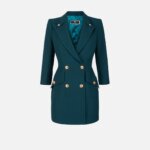 Coat dress with lapel and logo buttons